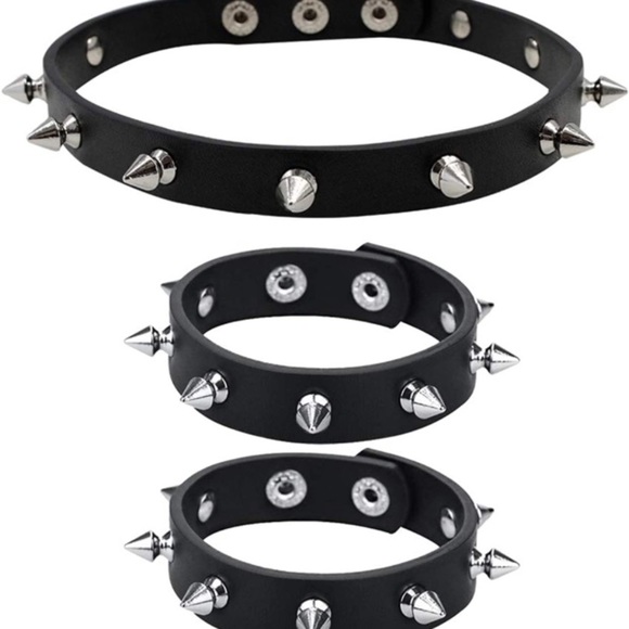 ASOS DESIGN faux leather wrap around bracelet in black | ASOS 2pack -Punk Leather Studded Bracelet Choker